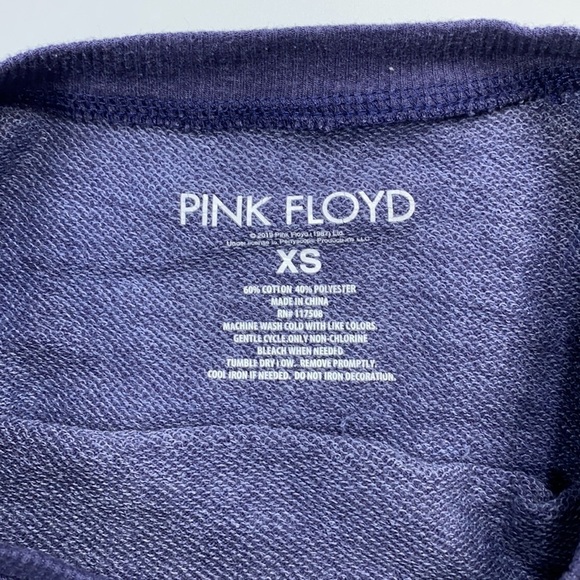 Pink Floyd Dark Side Of The Moon Blue Crop Crewneck Sweatshirt XS - Picture 5 of 5